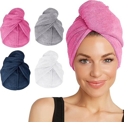 Turbie Twist 4-Pack Microfiber Hair Towel for Beauty, Travel, Gifting - Hair Wrap Turban for Stra... | Amazon (US)