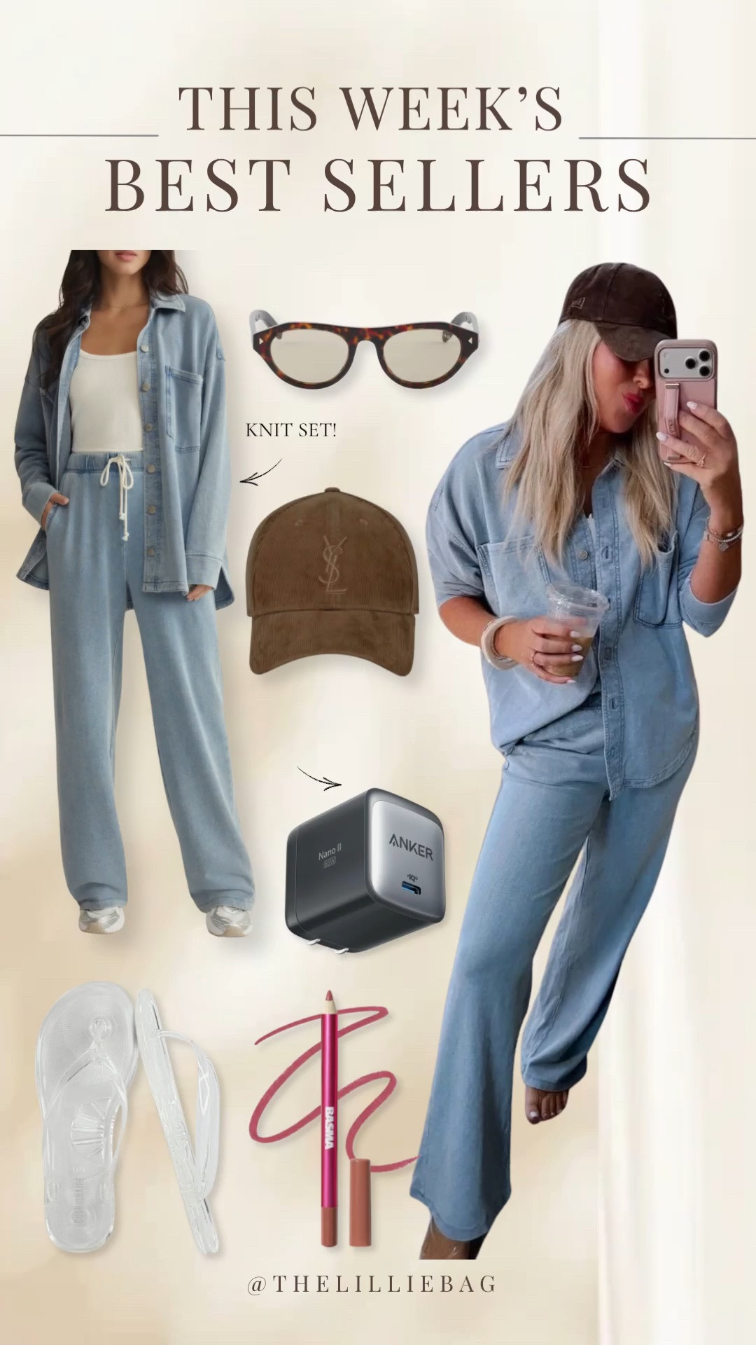 Looks like denim, but it’s not. 💙 This cozy knit set is one of my favorite finds. It’s sold as separates, so you can mix and match. I’m wearing a small in the top and a medium in the bottoms for a relaxed fit. They also make a cropped top, shorts, and other washes. So soft, comfortable, and perfect for travel, lounging, errands, or everyday wear.🧢🩵





Knit set. Denim look. Matching set. Cozy outfit. Travel outfit. Casual style. Everyday outfit. Loungewear. Soft knit. Comfy outfit. Two piece set. Resort wear. Airport outfit

#LTKootd #LTKgrwm #LTKTravel