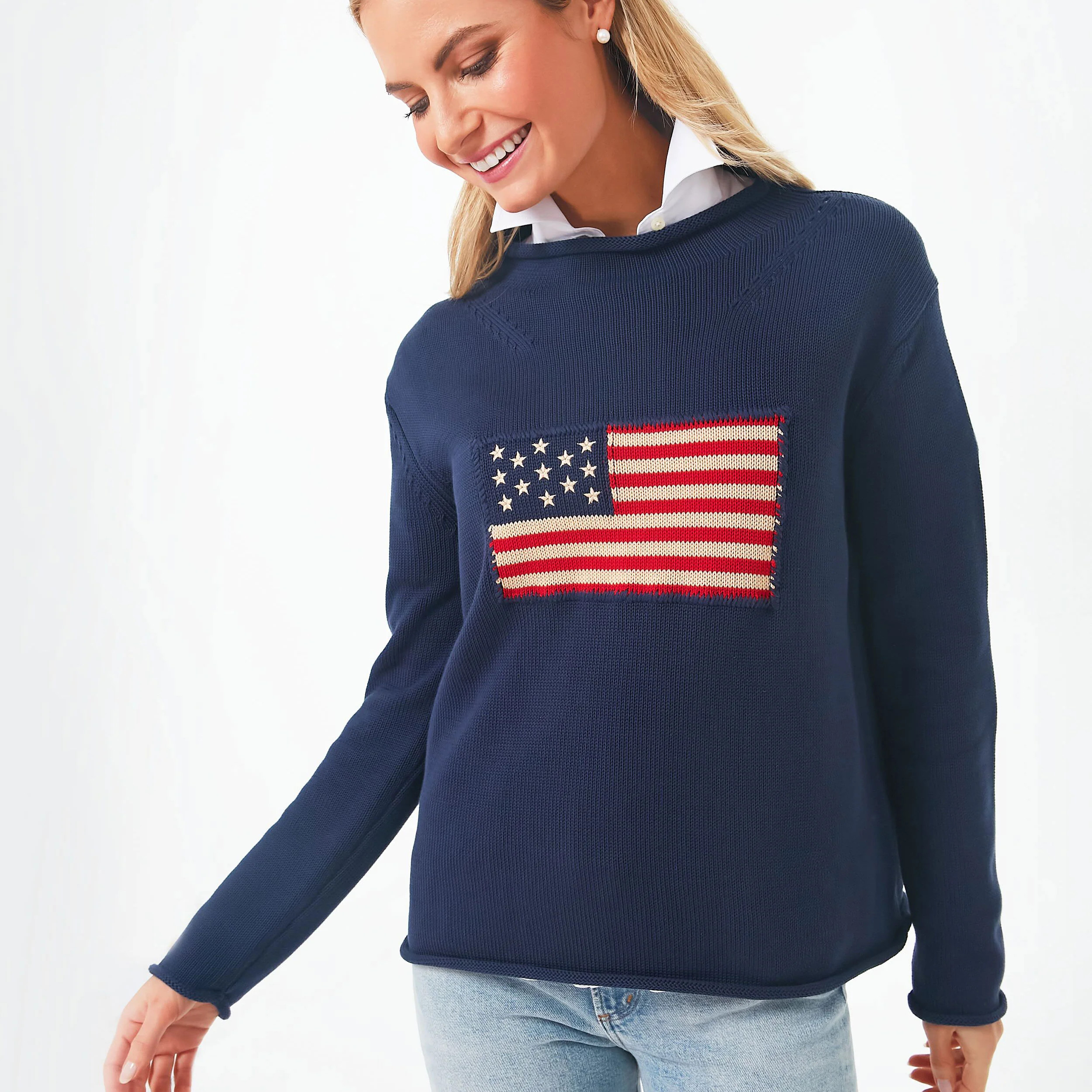 Navy Cotton Americana Sweater | Tuckernuck (US)