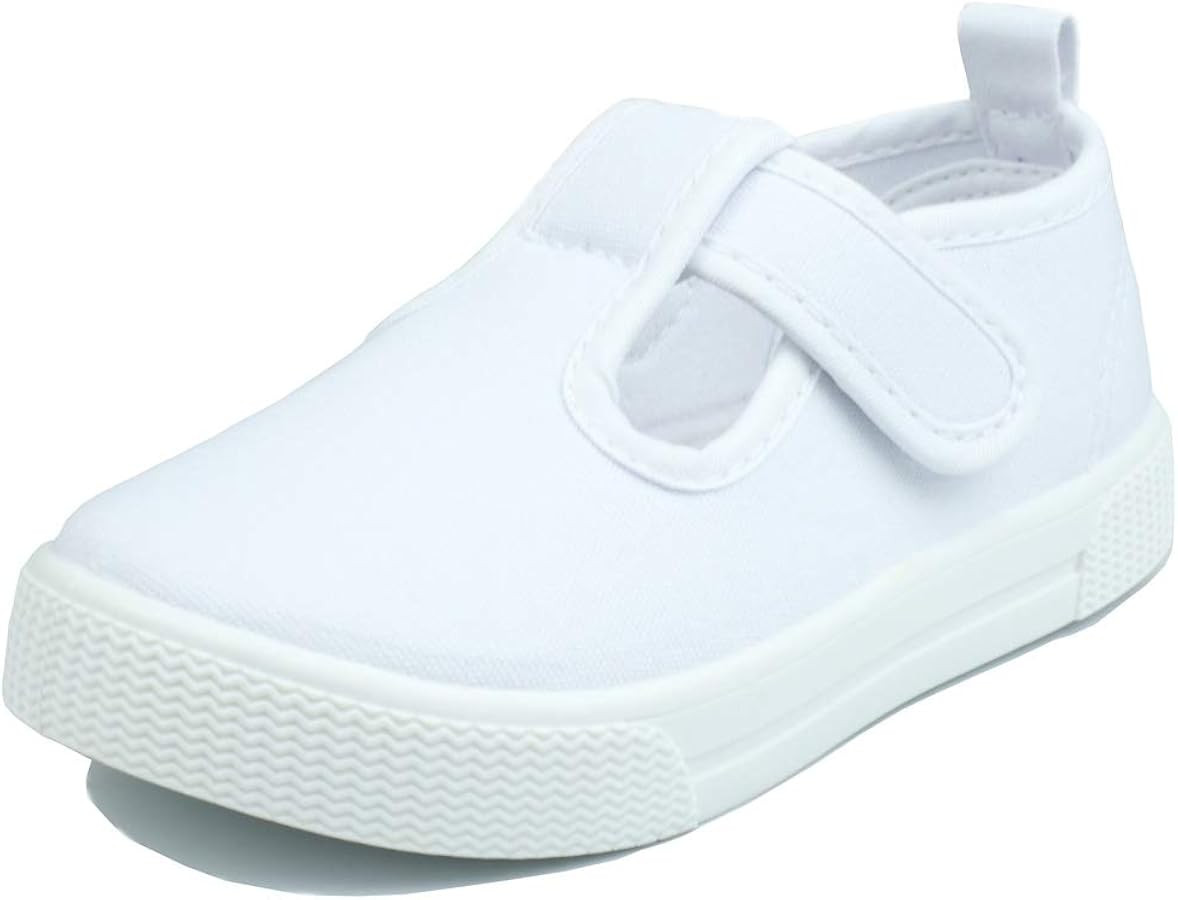 Toddler Girls T-Strap Sneakers Kids Mary Jane Canvas Shoes | Amazon (US)