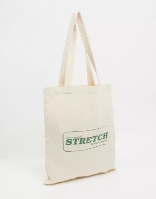 ASOS DESIGN heavyweight tote bag in natural with retro print detail | ASOS (Global)