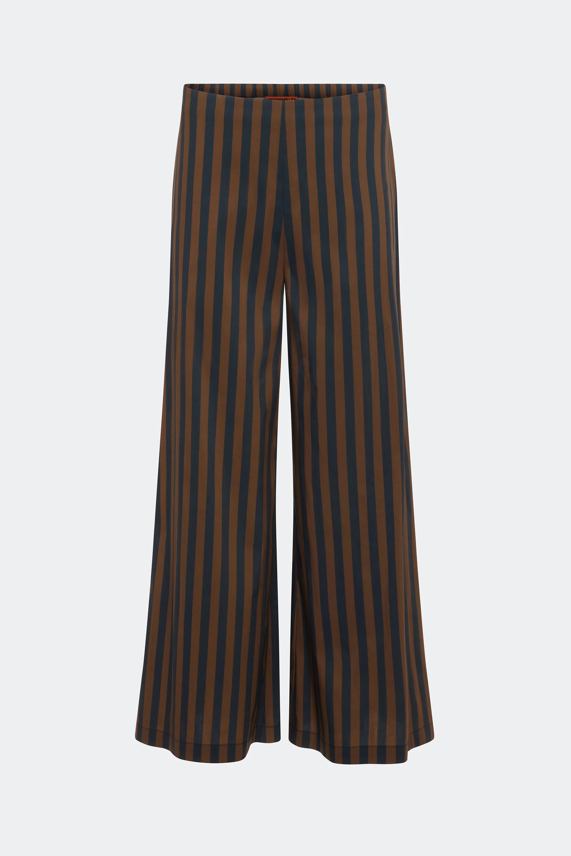 Toni Poplin Pant In Black/Choco Brown Stripe | Simon Miller