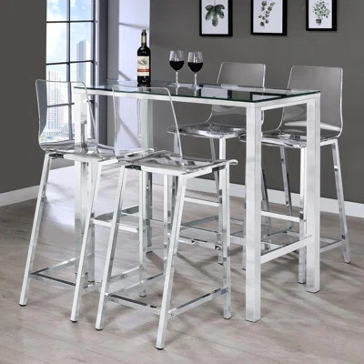 Contemporary Clear And Bar Stools 2Pcs . Stylish Comfortable Seating. Ideal For Bars Kitchens. 46"X21"X17 . Elegant Functional Chair. Finish Acrylic | Wayfair North America