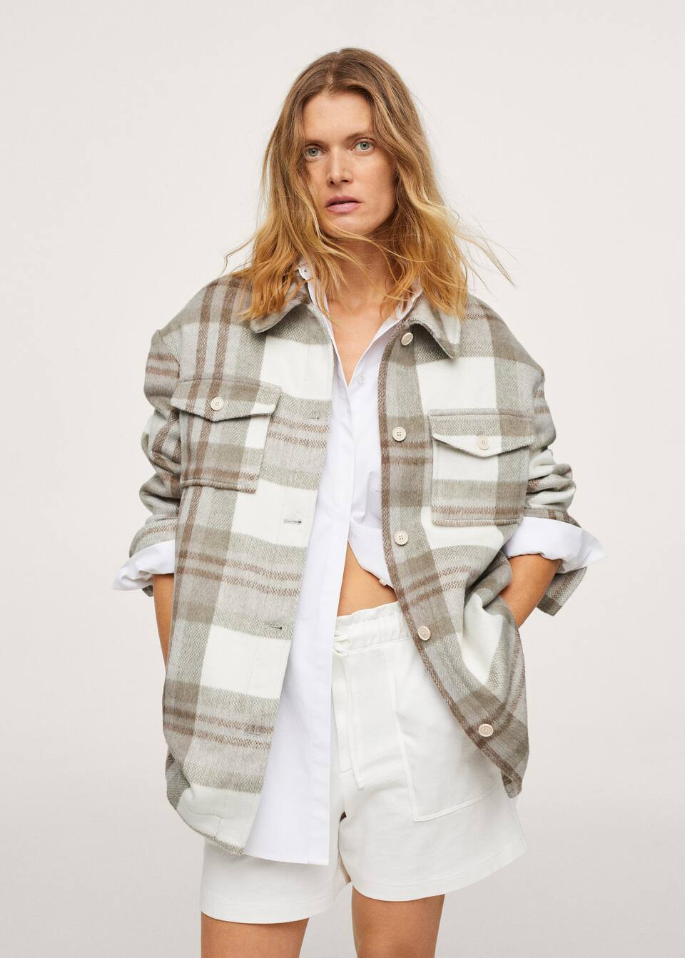 Oversized check overshirt | MANGO (US)