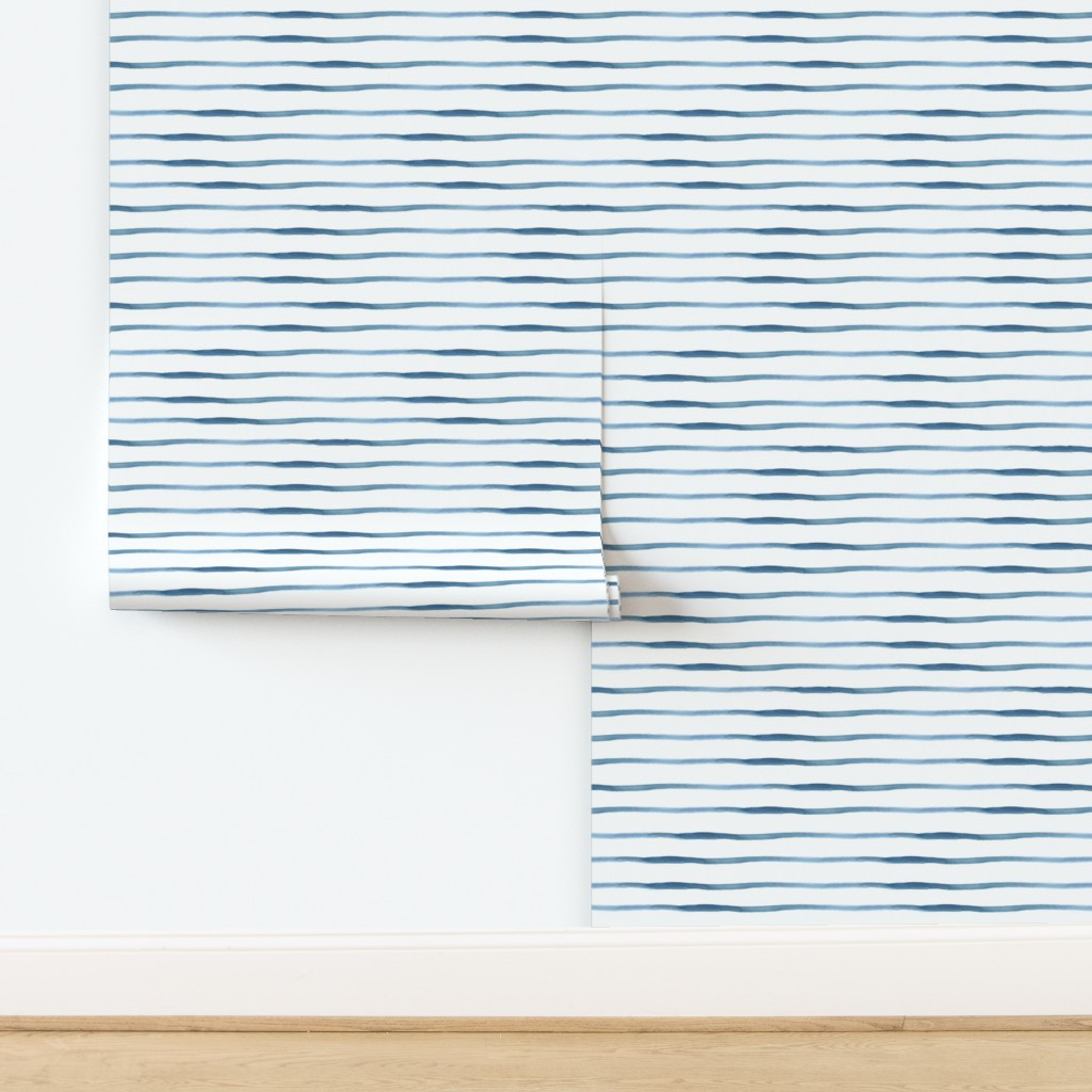 2054Blue Stripes Watercolor Wallpaper byhipkiddesigns | Spoonflower