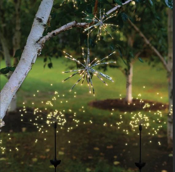 Outdoor Solar LED Firework Fairy Hanging Light or Garden Stake - Etsy | Etsy (US)