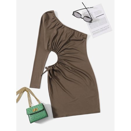 Coffee Brown Girls 1pc One Shoulder Cut Out Knot Side Dress Dressy 8Y S038E | Walmart (US)