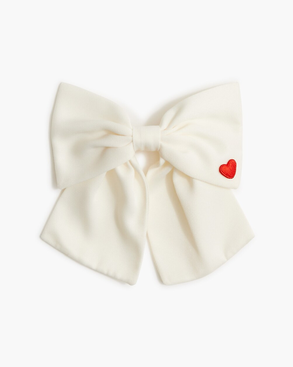 Embroidered heart bow barrette | J.Crew Factory