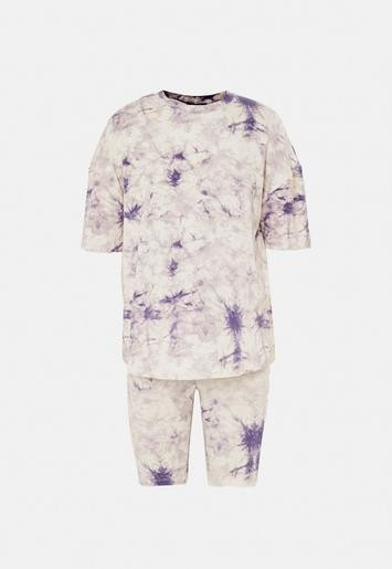 Lilac Tie Dye Maternity T Shirt and Biker Shorts Co Ord Set | Missguided (US & CA)
