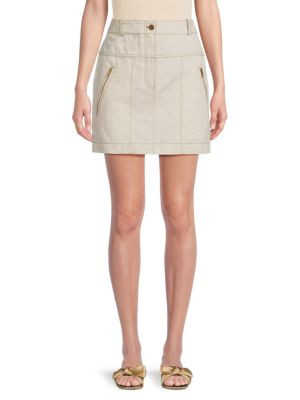Linen Blend Denim Mini Skirt | Saks Fifth Avenue OFF 5TH