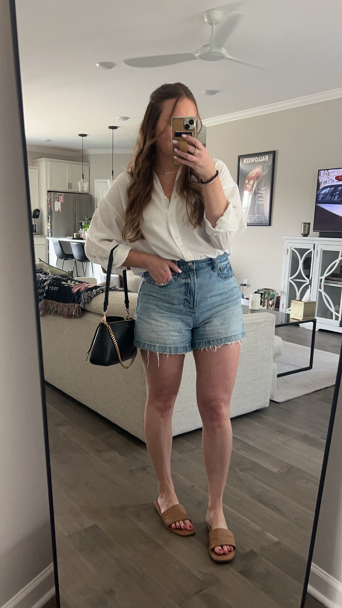 Aline denim shorts / tts wearing a 29
White button down / oversized tts / wearing a small
Black shoulder bag
Linked similar sandals 
Gold layered necklace on sale! 
Evil eye necklace 
David Yurman ring and cuff bracelet 

#LTKSaleAlert #LTKootd #LTKdayinmylife