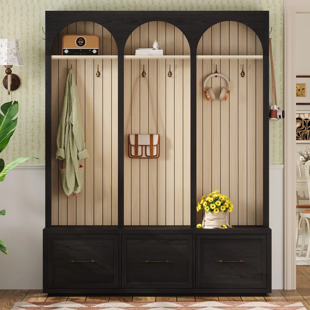 Hall Tree 59.02" Wide With Bench And Storage | Wayfair North America