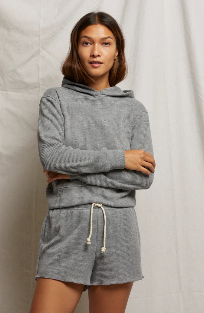 Perfect White Tee Azalia Waffle Hoodie - Heather Grey | Ama La Vita