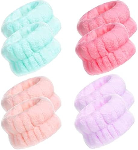 4 Pairs Wrist Spa Washband Microfiber Wrist Wash Towel Band Wristbands for Washing Face Absorbent Wr | Amazon (US)
