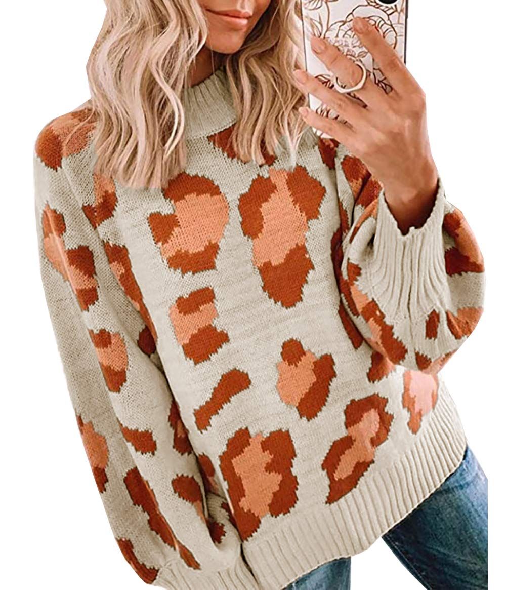 PRETTYGARDEN Women’s Casual Leopard Print Long Sleeve Crew Neck Knitted Oversized Pullover Swea... | Amazon (US)