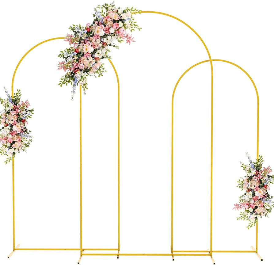 Fomcet Metal Arch Backdrop Stand Set of 3 Gold Wedding Arch Stand 7.2FT & 6.6FT & 6FT Arched Back... | Amazon (US)