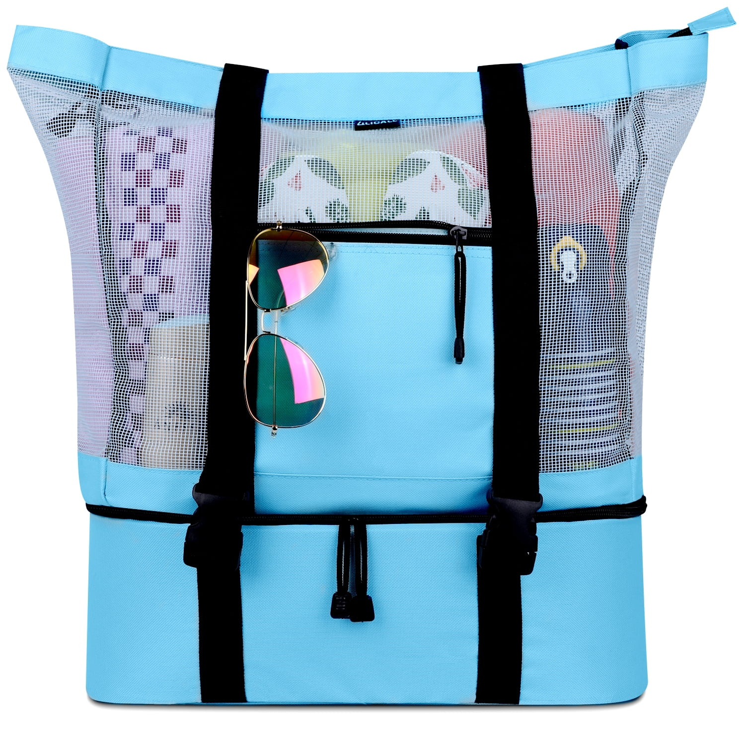 Mesh Beach Tote Bag with Cooler - Detachable Design with Picnic Cooler, Blue | Walmart (US)