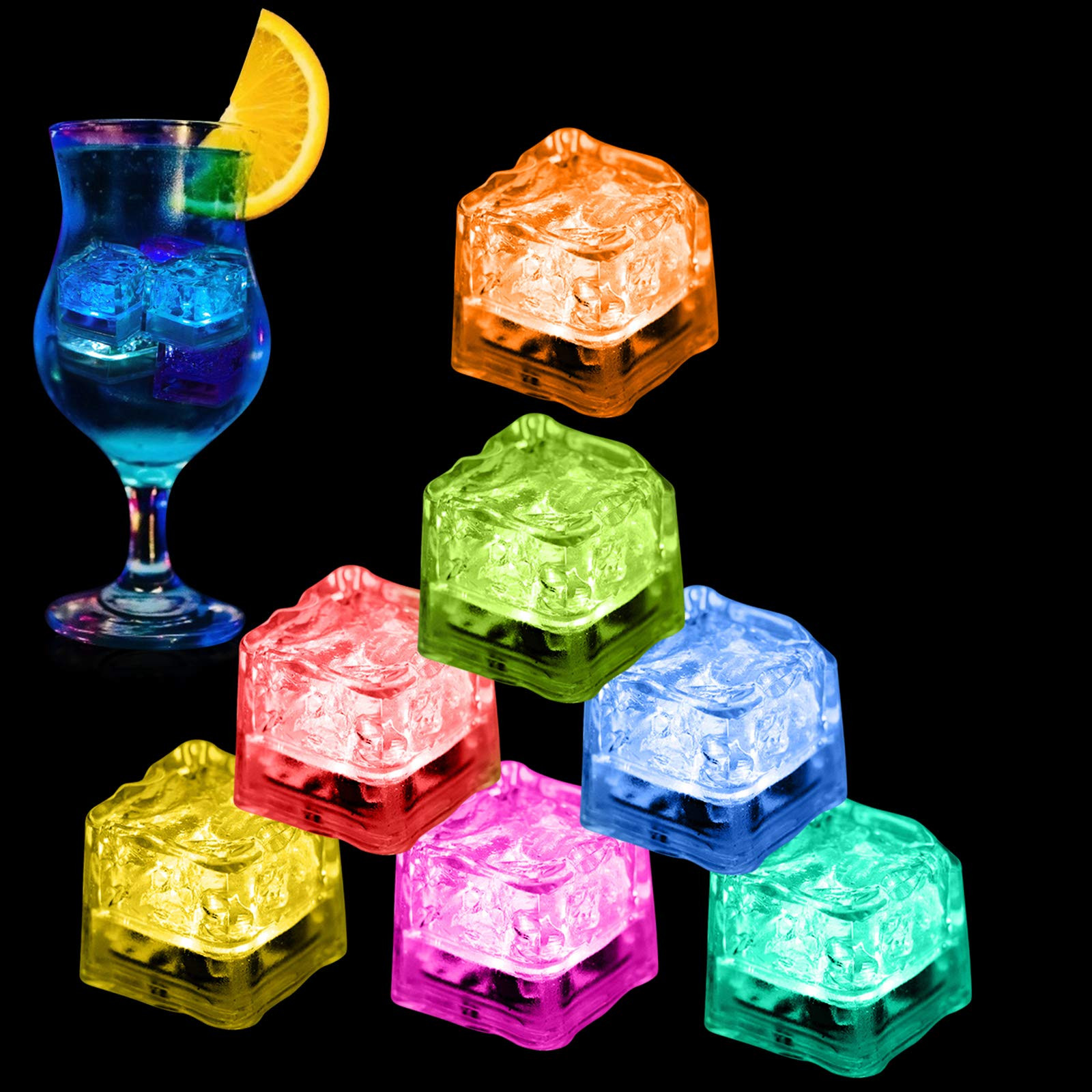 Light Up Ice Cubes, 12/24/60/96 Pack Multi Color Led Ice Cubes for Drinks with Changing Lights, I... | Amazon (US)