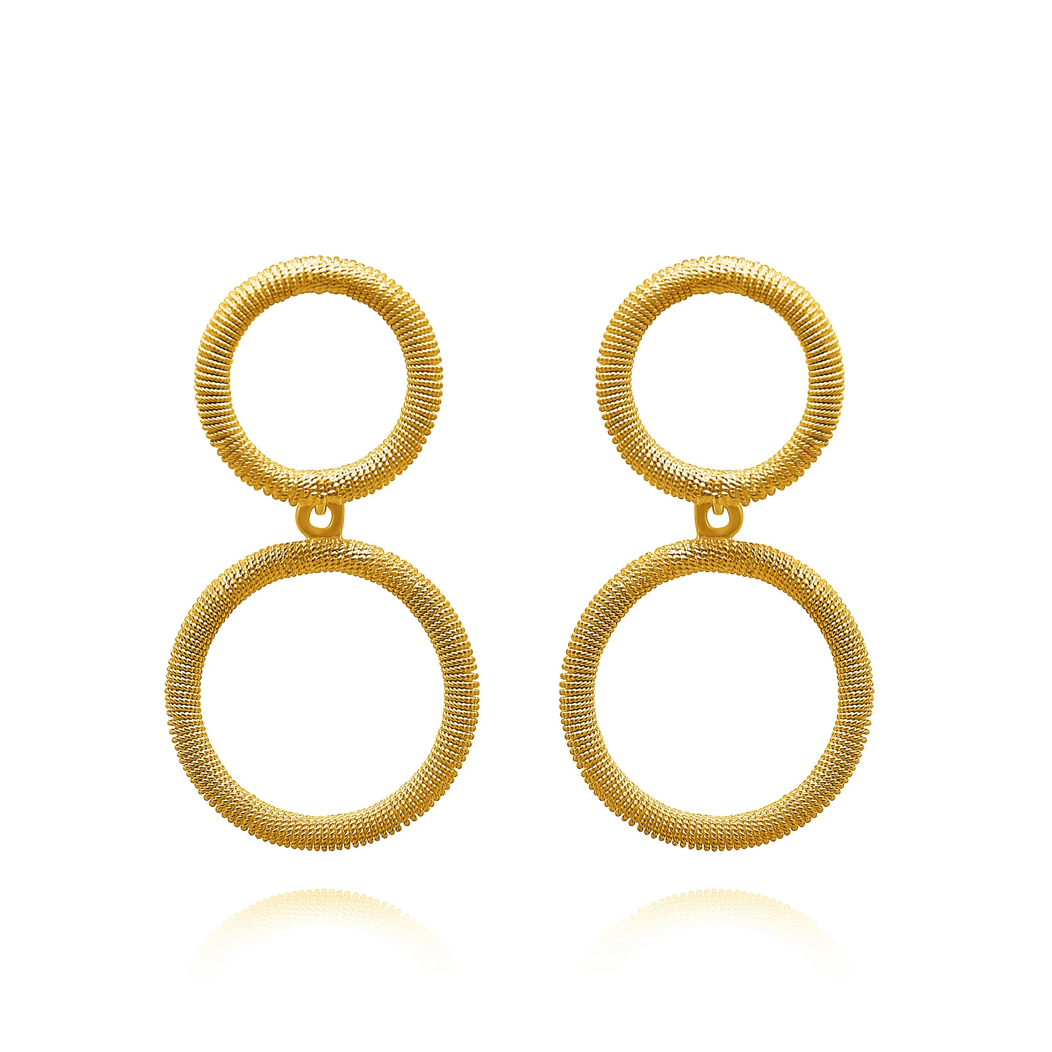 ASHER DOUBLE CIRCLE GOLD MEDIUM EARRINGS | Olmox Jewelry