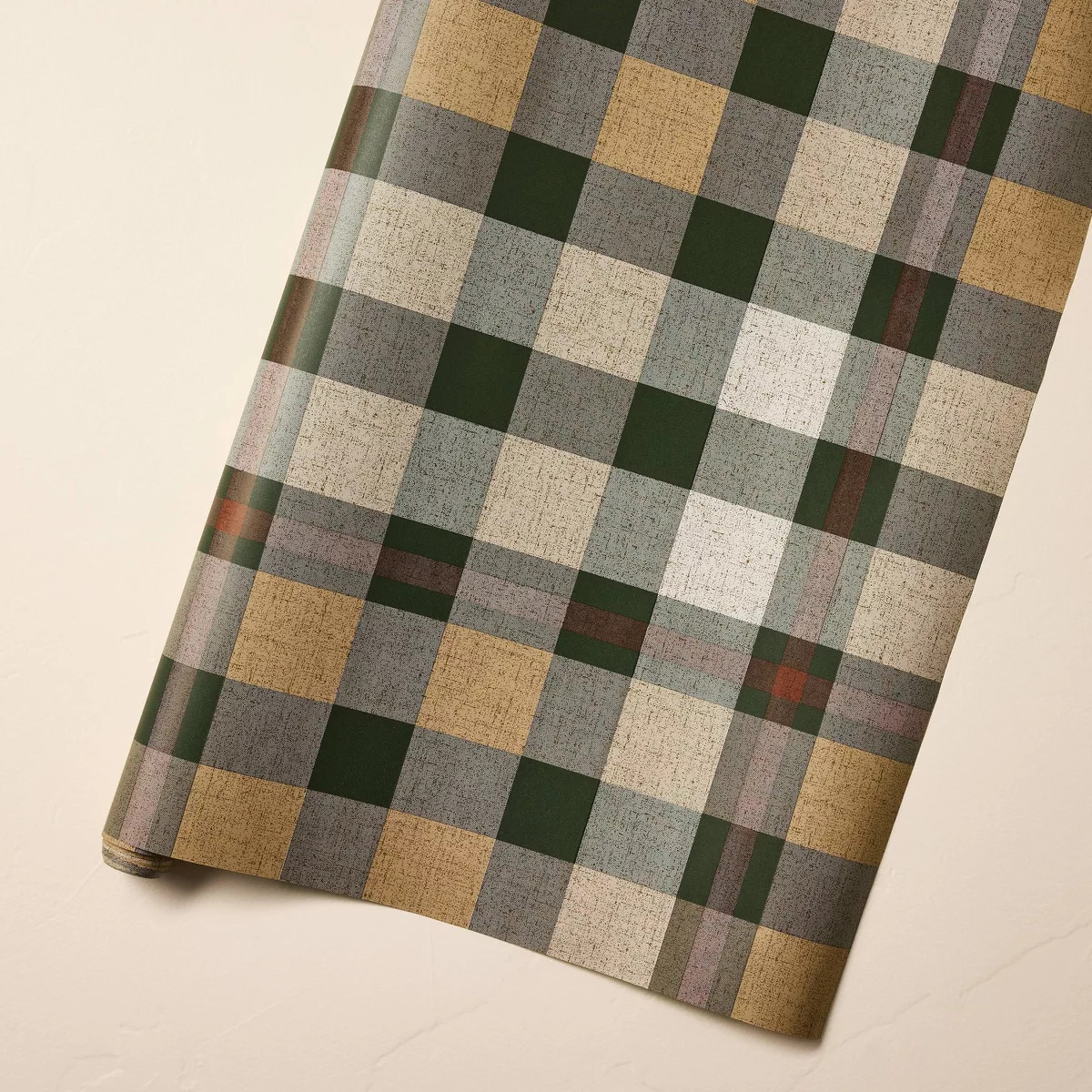 30 sq ft Wrapping Paper Toffee/Green Plaid - Hearth & Hand™ with Magnolia | Target
