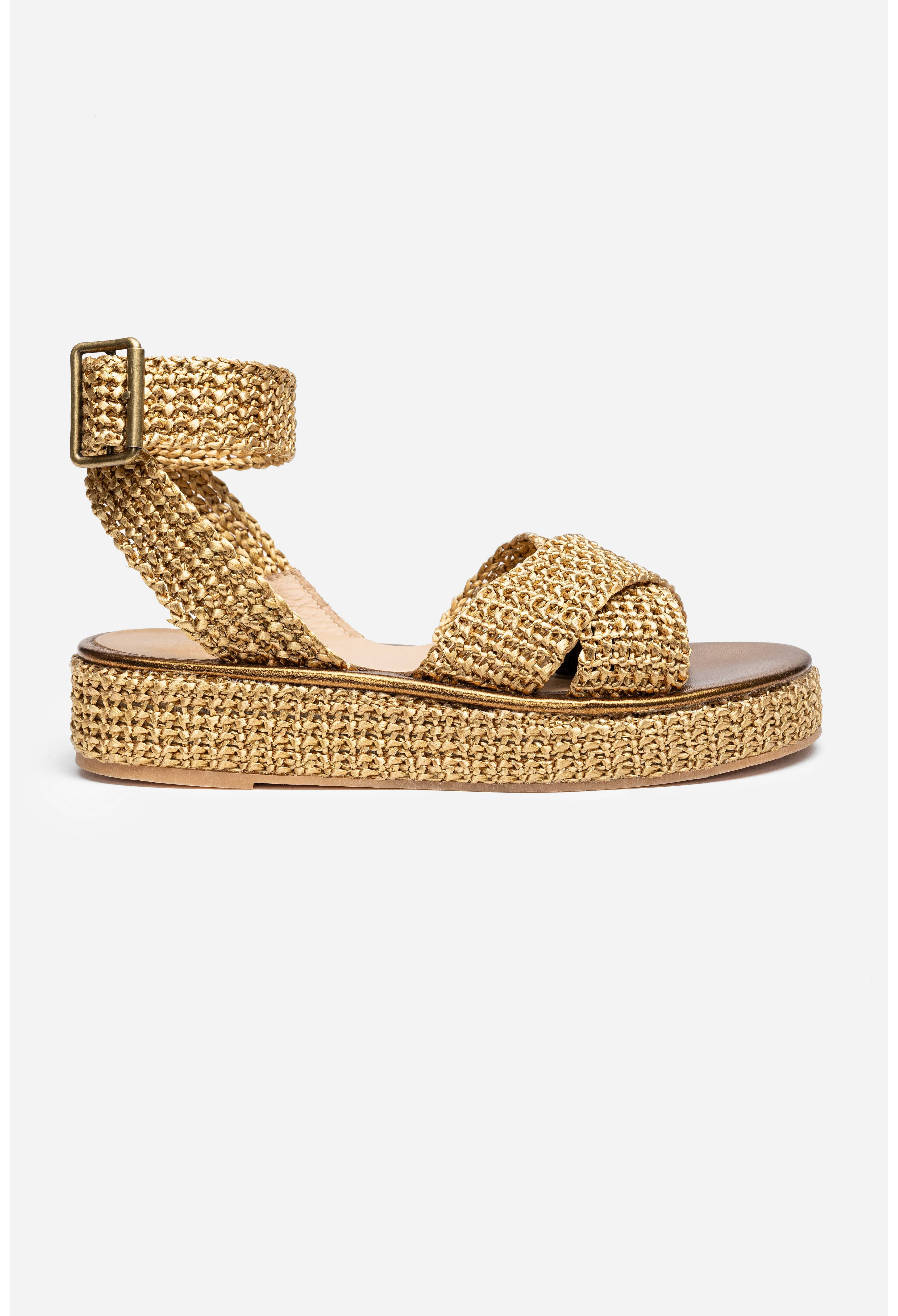 BRONZE RAFFIA SANDAL | Johnny Was | Johnny Was