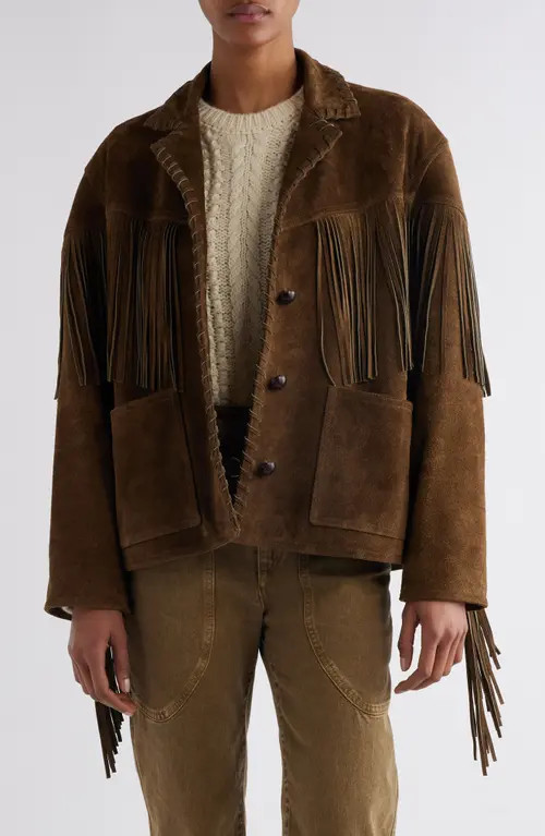 Isabel Marant Fabie Fringed Suede Jacket in Bronze at Nordstrom, Size 2 Us | Nordstrom