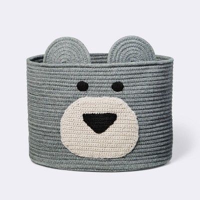 Decorative Basket - Cloud Island™ XL Coiled Bear Face Gray | Target