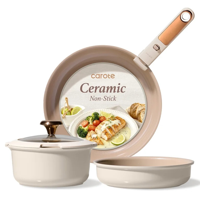 Carote 5 Pcs Ceramic Cookware Sets Nonstick, Pots and Pans Set with Detachable Handles, Oven Safe... | Walmart (US)