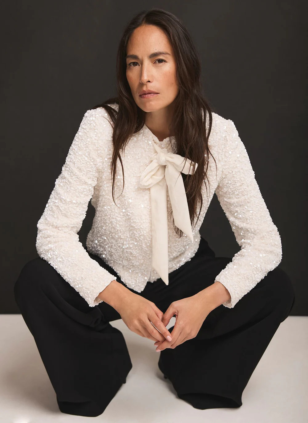 White Sequin Bow Detail Jacket | Mint Velvet