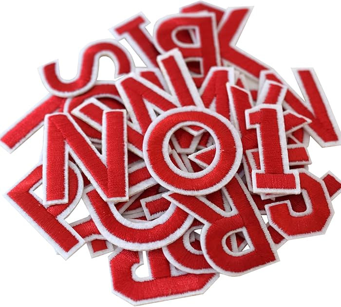 GYGYL 72 Pieces Iron on Letters and Numbers Patches, Red Letter Patches Alphabet Embroidered Patc... | Amazon (US)