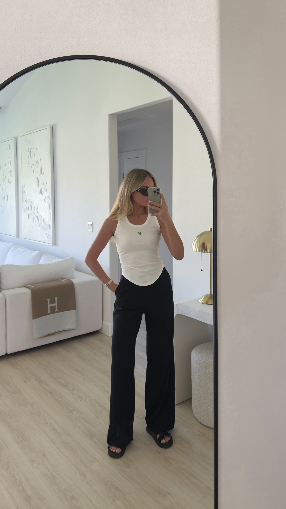 Wearing a XS in the tank, quality is really good love the stretch and fit is so flattering. 

White tank, black trousers, chunky sandals, Prada sunnies 🕶️

#LTKSeasonal #LTKU #LTKSummerEdit