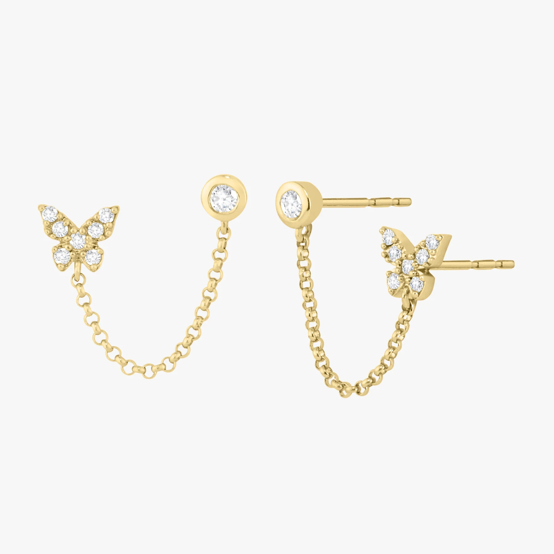 Baltimore Butterfly Double Piercing Diamond Stud Earrings | RW Fine Jewelry
