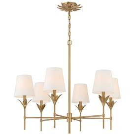 Crystorama Broche 32" Wide Antique Gold 6-Light Chandelier | Lamps Plus