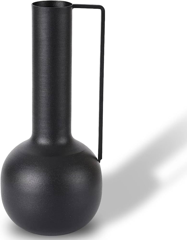 Modern Farmhouse Glam Metal Vase, Black Flower Vase Home Décor Centerpiece Medium | Amazon (US)