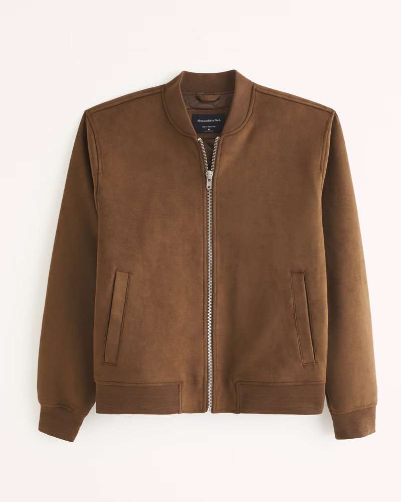 Vegan Suede Bomber Jacket | Abercrombie & Fitch (US)