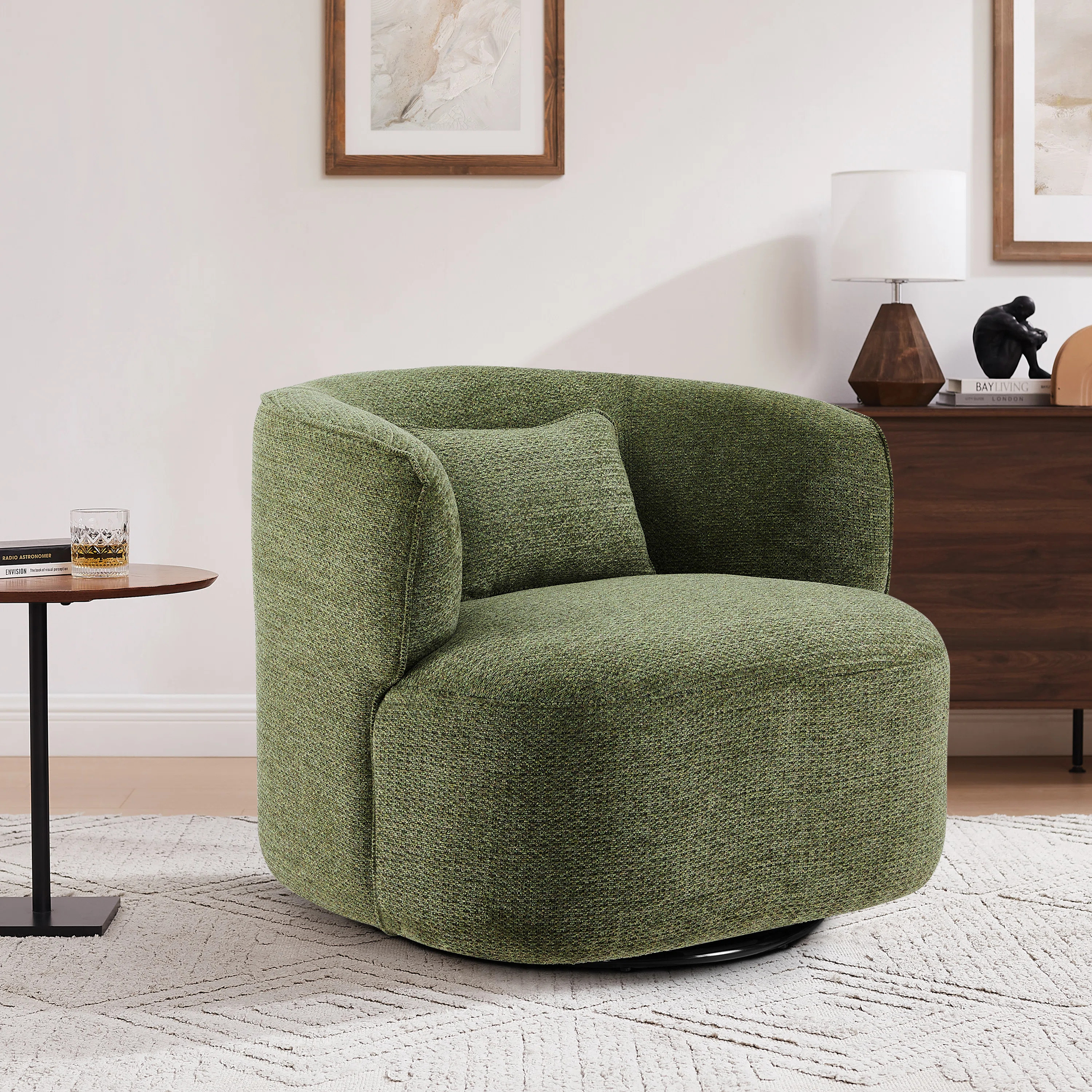 Bernado 31.1'' Wide Fabric Swivel Barrel Chair | Wayfair North America