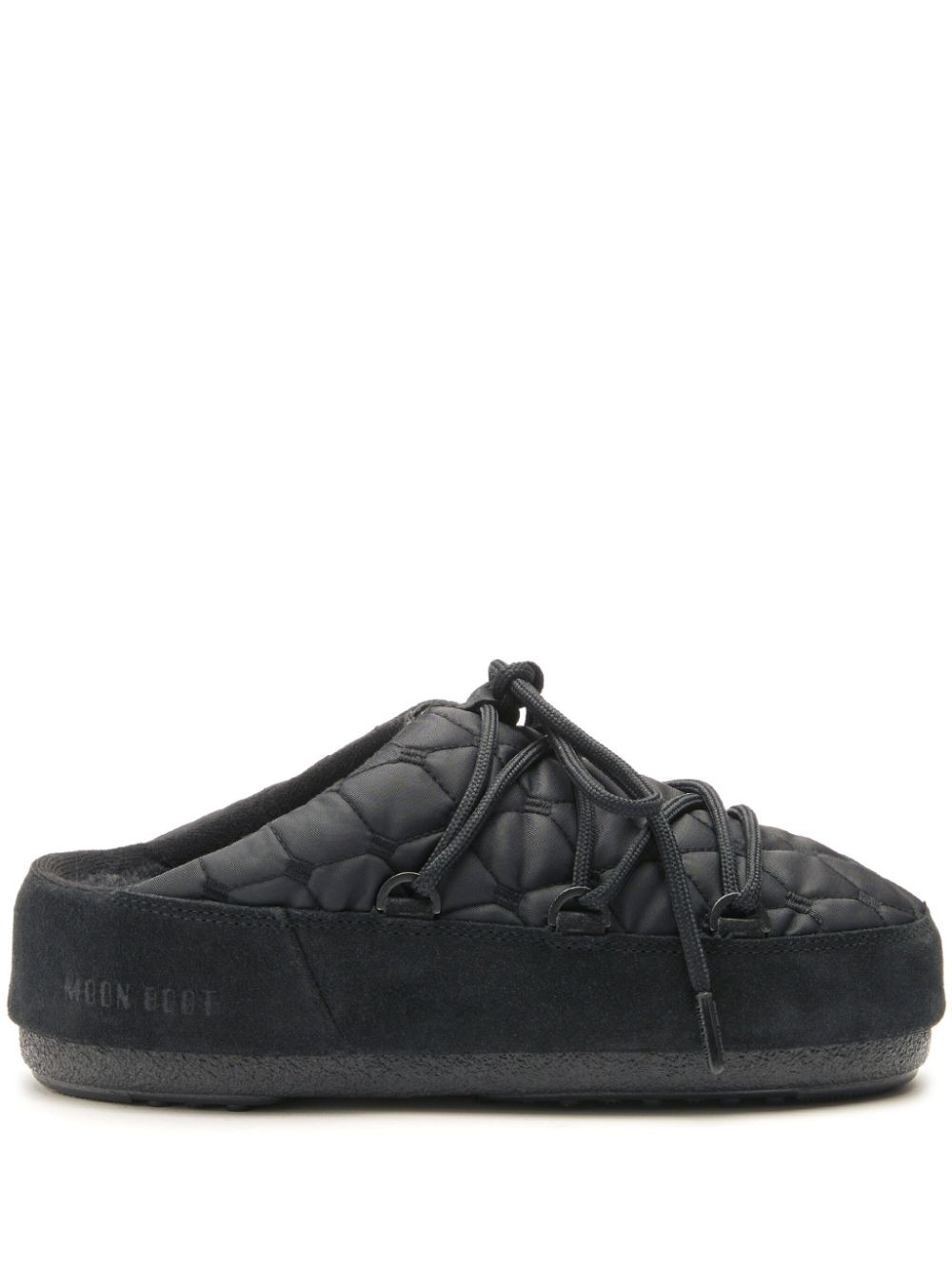 Moon Boot quilted lace-up slippers - Black | Farfetch Global