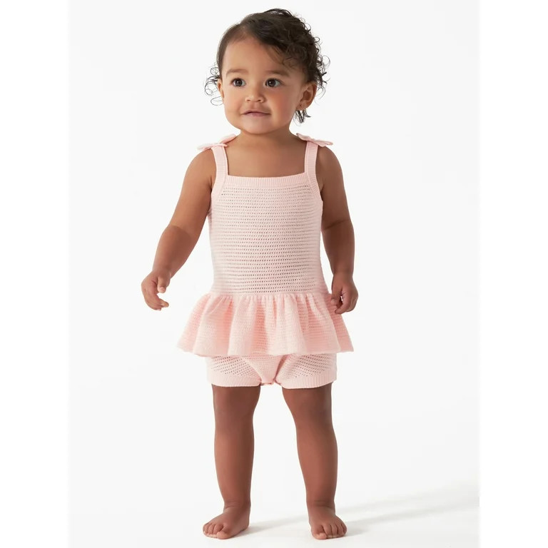 Modern Moments by Gerber Baby Girl Embroidered Pointelle Romper, Sizes 0/3M-24M | Walmart (US)