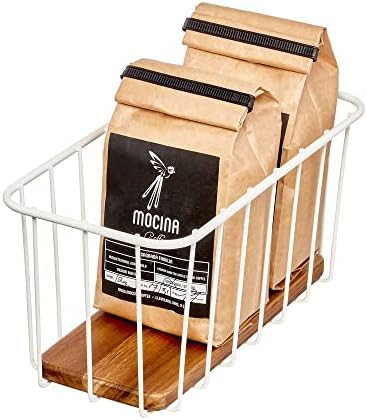 iDesign The Ría Safford Collection Pantry Wire Basket with Acacia Wood, 10" x 5" x 5" | Amazon (US)