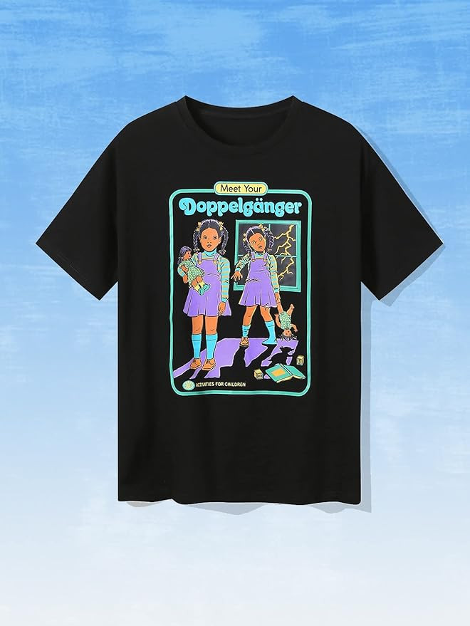 Women's T-Shirt Letter Figure Graphic Tee T-Shirt for Women (Color : Black, Size : X-Small) | Amazon (US)