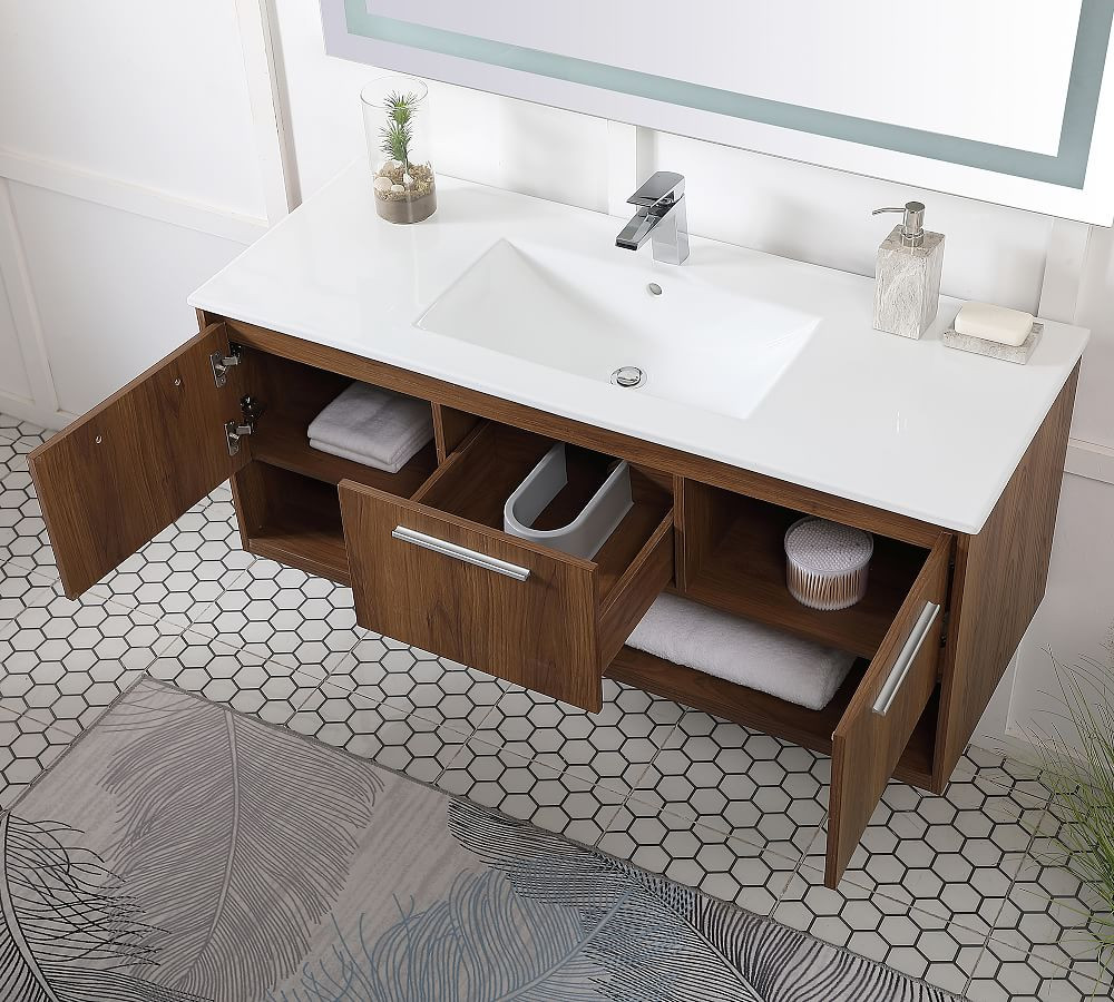 Evanna 48" Single Sink Floating Vanity with Doors | Pottery Barn (US)