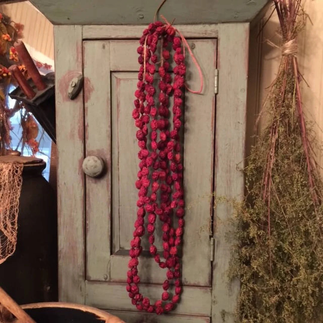 Primitive Real Dried 10 Ft. Cranberry Garland Long Early Look RED Cranberries Homestead Christmas... | Etsy (US)