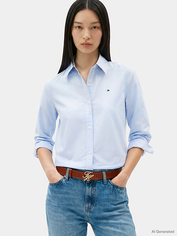 Relaxed Fit Flag Embroidery Oxford Shirt | Tommy Hilfiger UK