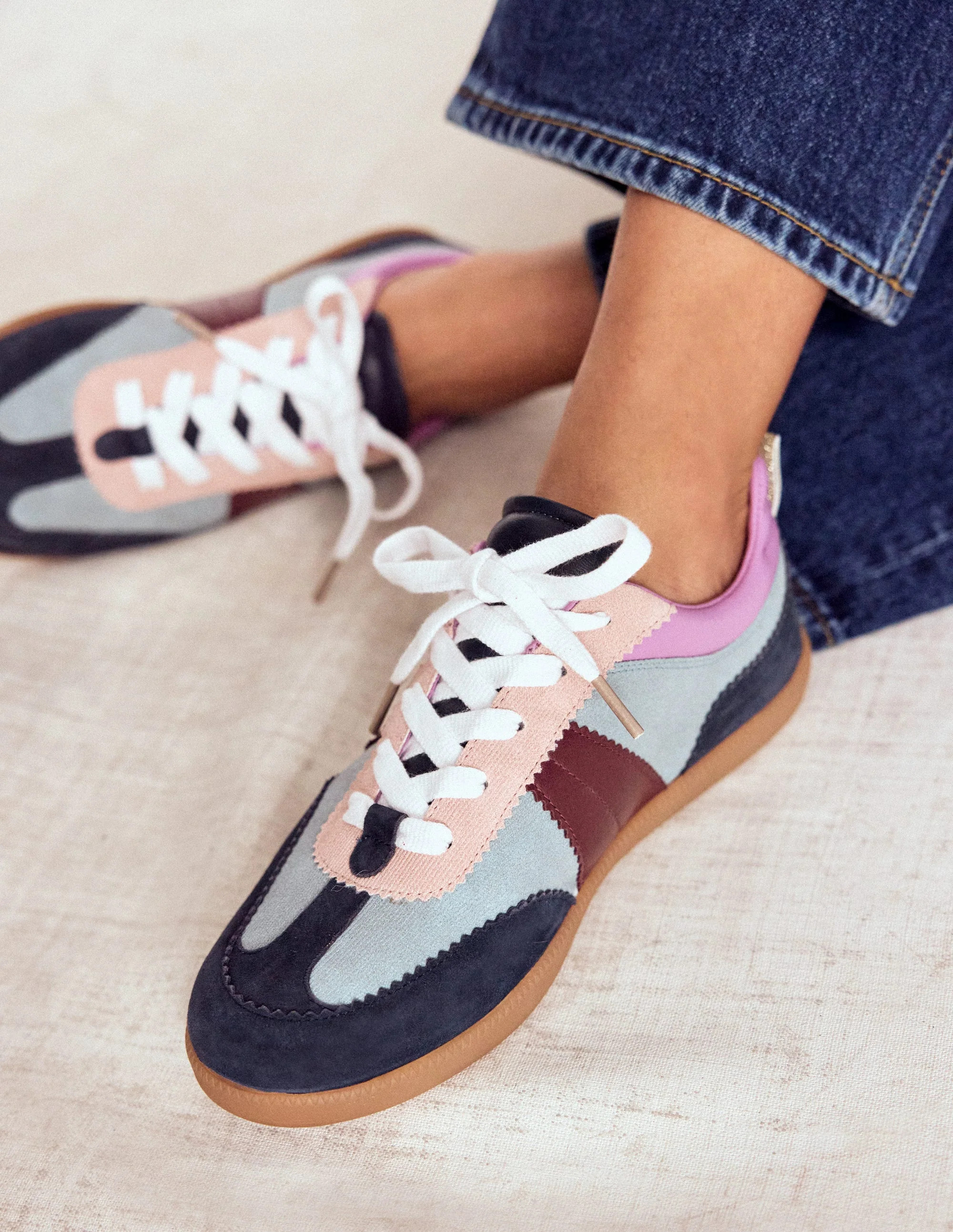 Erin Retro Tennis Trainers-Cord Colourblock | Boden (US)