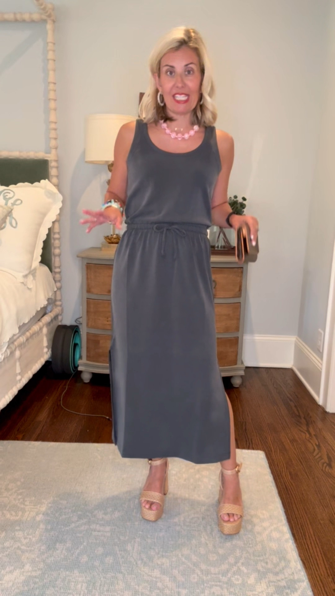 The new Spanx Air Essentials is so good and I’m already dreaming of all the ways I’m going to style this drawstring maxi! I’m in an xs so definitely size down if between sizes. 
.
@spanx #spanxpartner

Sizing:
Tie-Waist Maxi Dress - small
Boatneck Tank - xs
Drawstring Maxi Dress - xs
Button Down - xs
Shorts - small
Wide Leg Pant - small petite

Code catherinexspanx for 15% off + free shipping 1st order

#LTKdayinmylife #LTKOver40 #LTKmomlife
