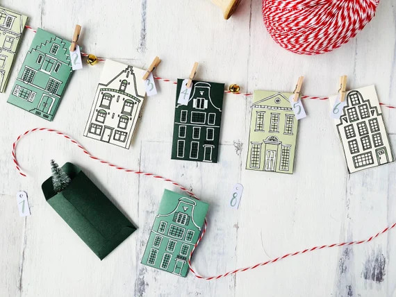 European Village Printable Advent Calendar  Hand Drawn | Etsy | Etsy (US)