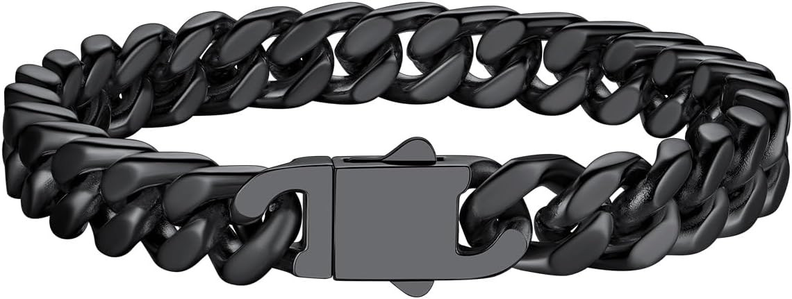 5/7/9/12mm Wide Miami Cuban Link Chain Bracelet for Men Women,Stainless Steel/Gold/Black Plated,7... | Amazon (US)