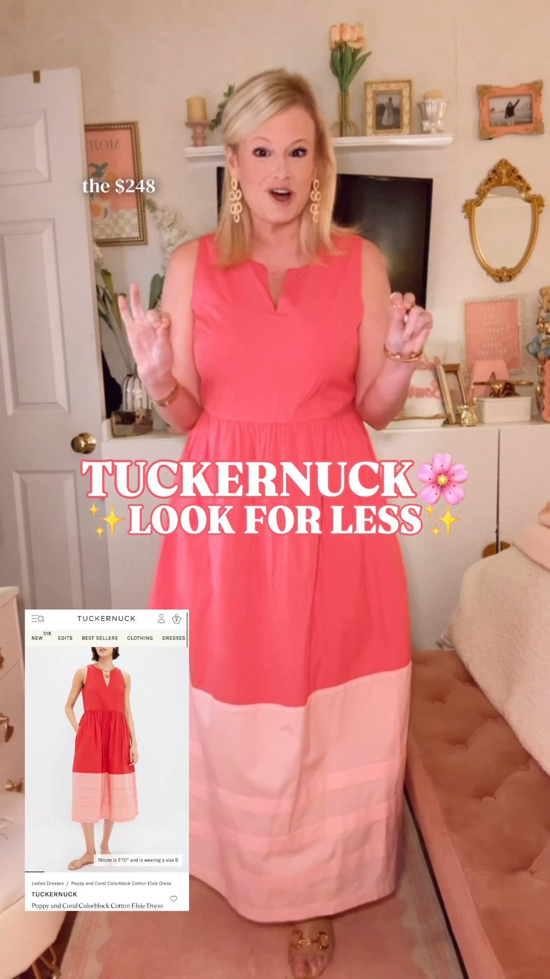 Tuckernuck look for less dress | colorblock cotton midi dress | spring dress women | Easter dress women | wedding guest dress spring

The $248 Tuckernuck Colorblock Elsie Dress just met its match at Belk. And this version is better — it’s double pink.

Hot pink on top. Ballet pink on the bottom. The same colorblock cotton midi silhouette. The same split neck. The same gathered skirt that swings when you walk. 100% cotton. Crisp, breathable, and beautifully structured.

The Tuckernuck is $248. This one is 50% off right now. That is $200 less for the same DNA in the most beautiful colorway.

I’m in a medium — true to size. Also available in green.

This dress works for everything.

Easter. Bridal shower. Wedding guest. Family pictures. Spring brunch. Date night. Work. Vacation. Spring break. Any occasion where you want to walk in looking completely polished and have everyone ask where you got it.

If you are searching:
Tuckernuck look for less
colorblock cotton midi dress
Easter dress women
spring dress women
spring dresses 2026
spring outfits 2026
wedding guest dress spring
bridal shower dress
family pictures dress
date night outfit spring
vacation outfits beach
spring break outfit
work outfit women spring
pink midi dress women
cotton midi dress spring
designer look for less dress

50% off. In stock now.
The Tuckernuck look. $200 less. In pink.
⸻
tuckernuck colorblock dress look for less belk, pink colorblock cotton midi dress, easter dress women affordable 2026, wedding guest dress spring look for less, crown ivy colorblock dress belk, bridal shower dress pink midi, family pictures dress spring, spring dress look for less designer, cotton midi dress spring women, date night dress spring affordable
⸻
#LTKFindsUnder100 #LTKSeasonal #LTKFindsUnder50 #LTKWedding #LookForLess #EasterDress #SpringDresses #Tuckernuck #WeddingGuestDress #LTKSaleAlert #BridalShower
