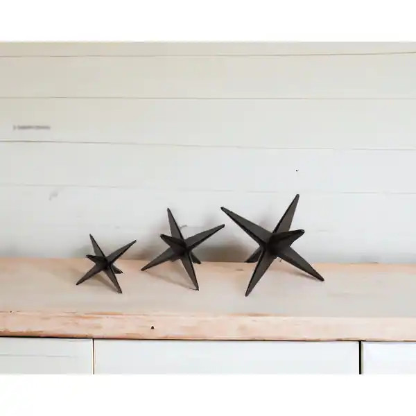 HomeRoots Set of Three Black Cast Iron Star Tabletop Sculptures - 5" W x 5" D x 4" H - Bed Bath &... | Bed Bath & Beyond