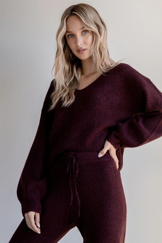 Meet Your Weekend Burgundy Oversized Knit Sweater | Lulus (US)